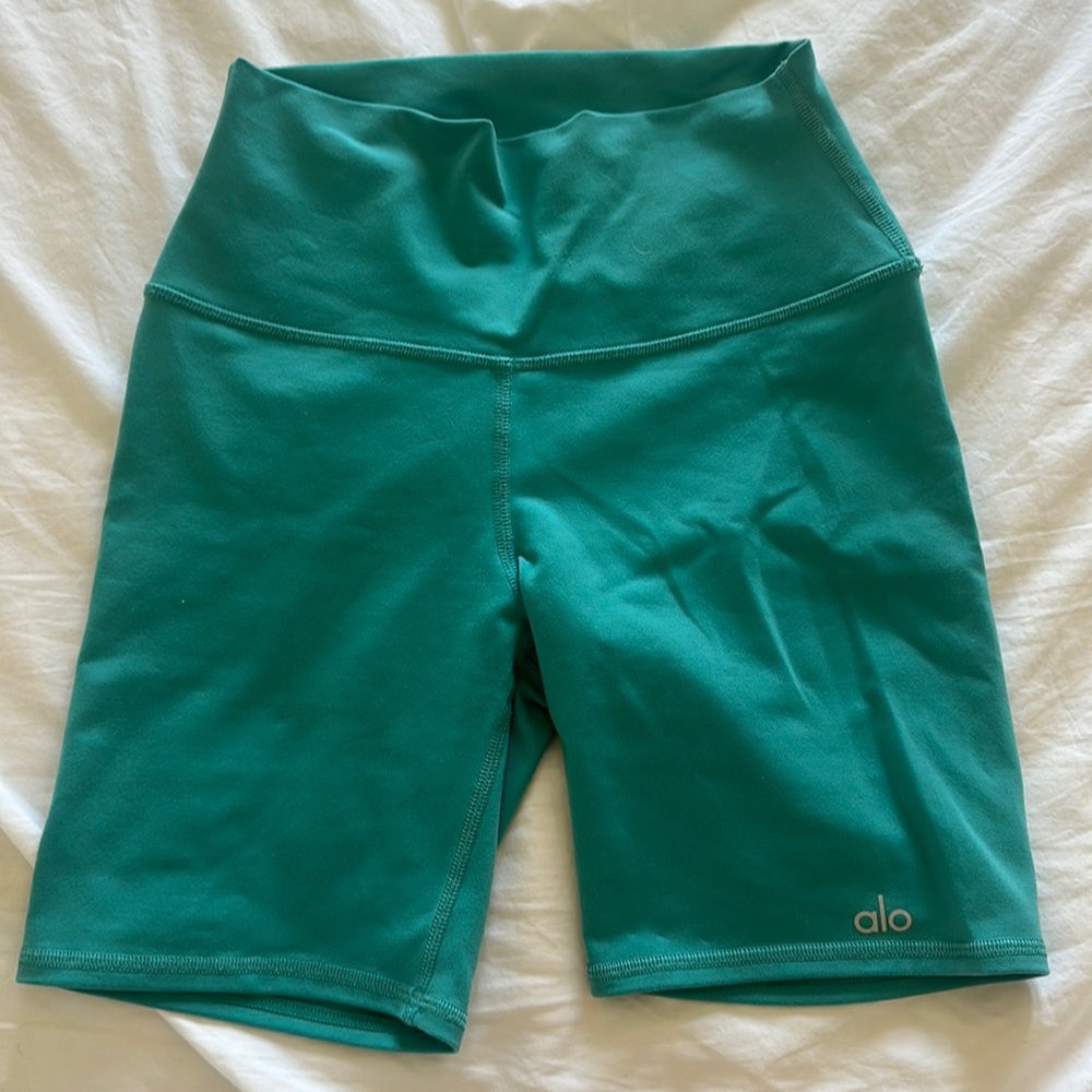 Alo teal biker shorts